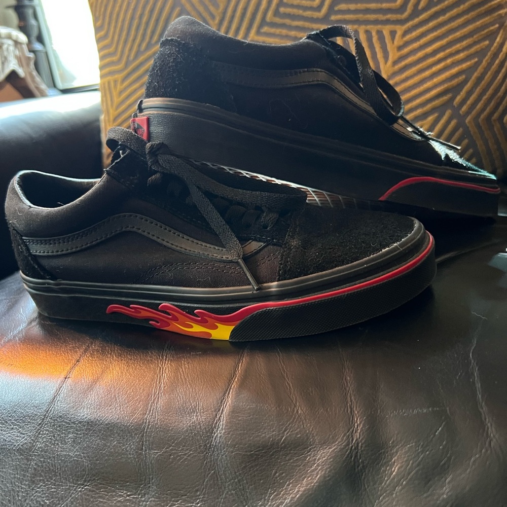 Vans Black and Red Flame Sneakers